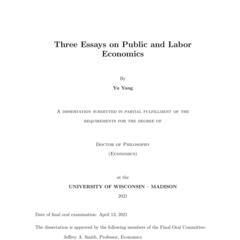 Three Essays on Public and Labor Economics