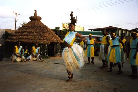 Woman dancing at masquerade
