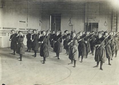 Physical training class, circa 1910
