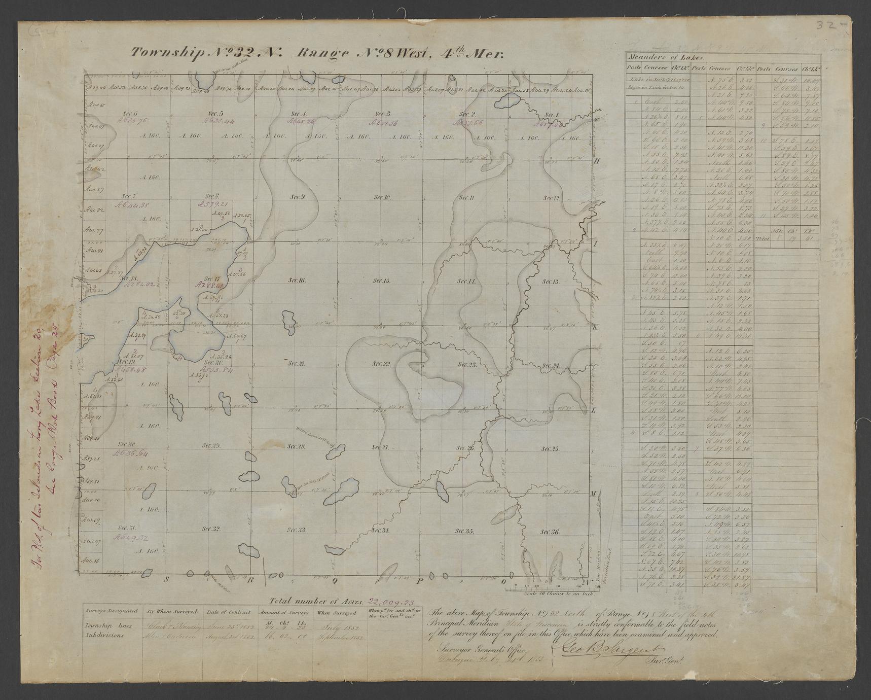 [Public Land Survey System map: Wisconsin Township 32 North, Range 08 West]
