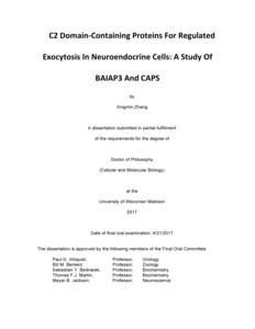 C2 Domain-Containing Proteins For Regulated Exocytosis In Neuroendocrine Cells: A Study Of BAIAP3 And CAPS