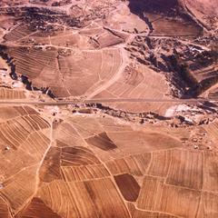 Aerial View of Small Farm Holdings near Eroded Ravine