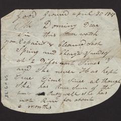 Note and complaint from Alvin Squires, Good Ground, April 30, 1829