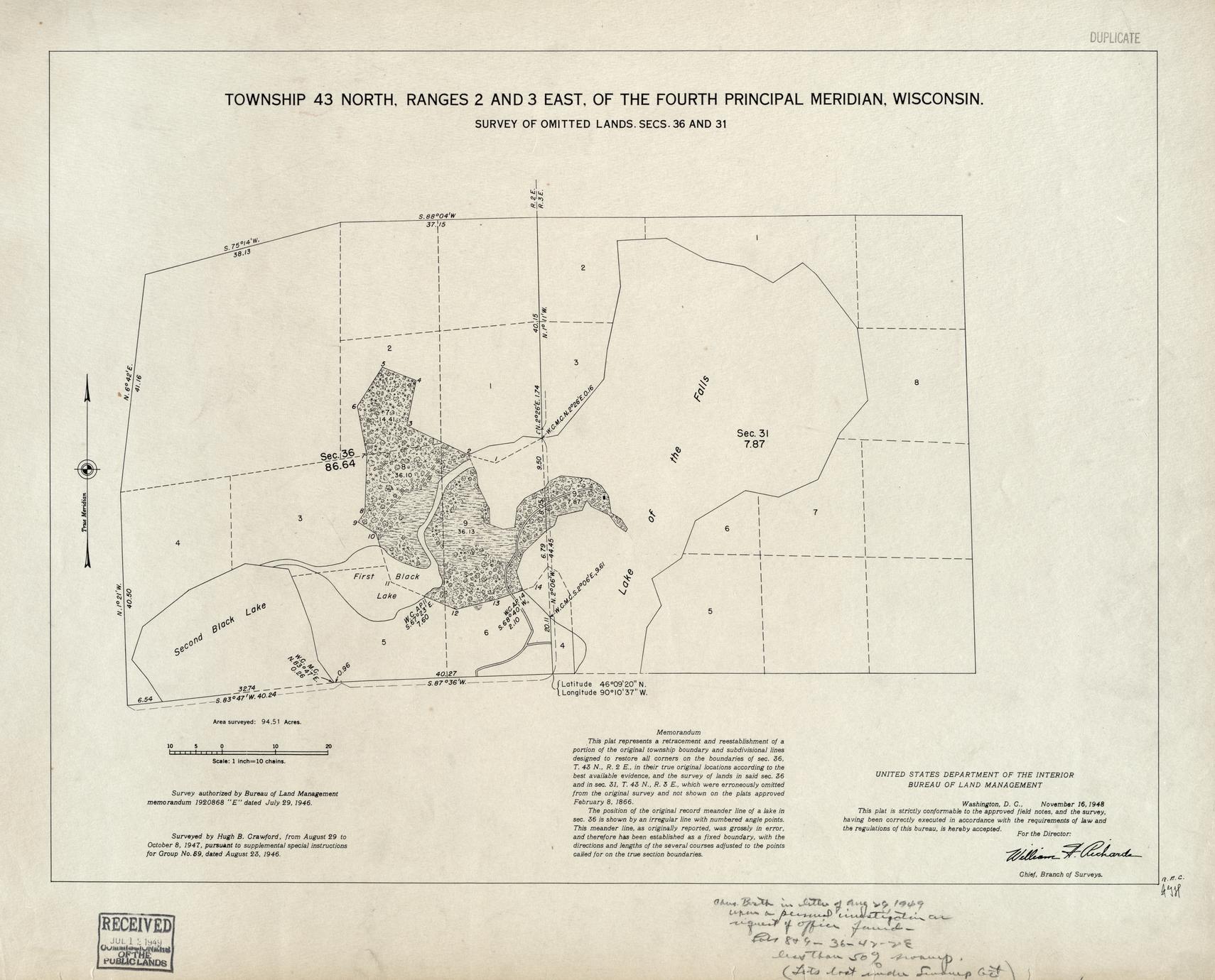 [Public Land Survey System map: Wisconsin Township 43 North, Range 02 East; Township 43 North, Range 03 East]