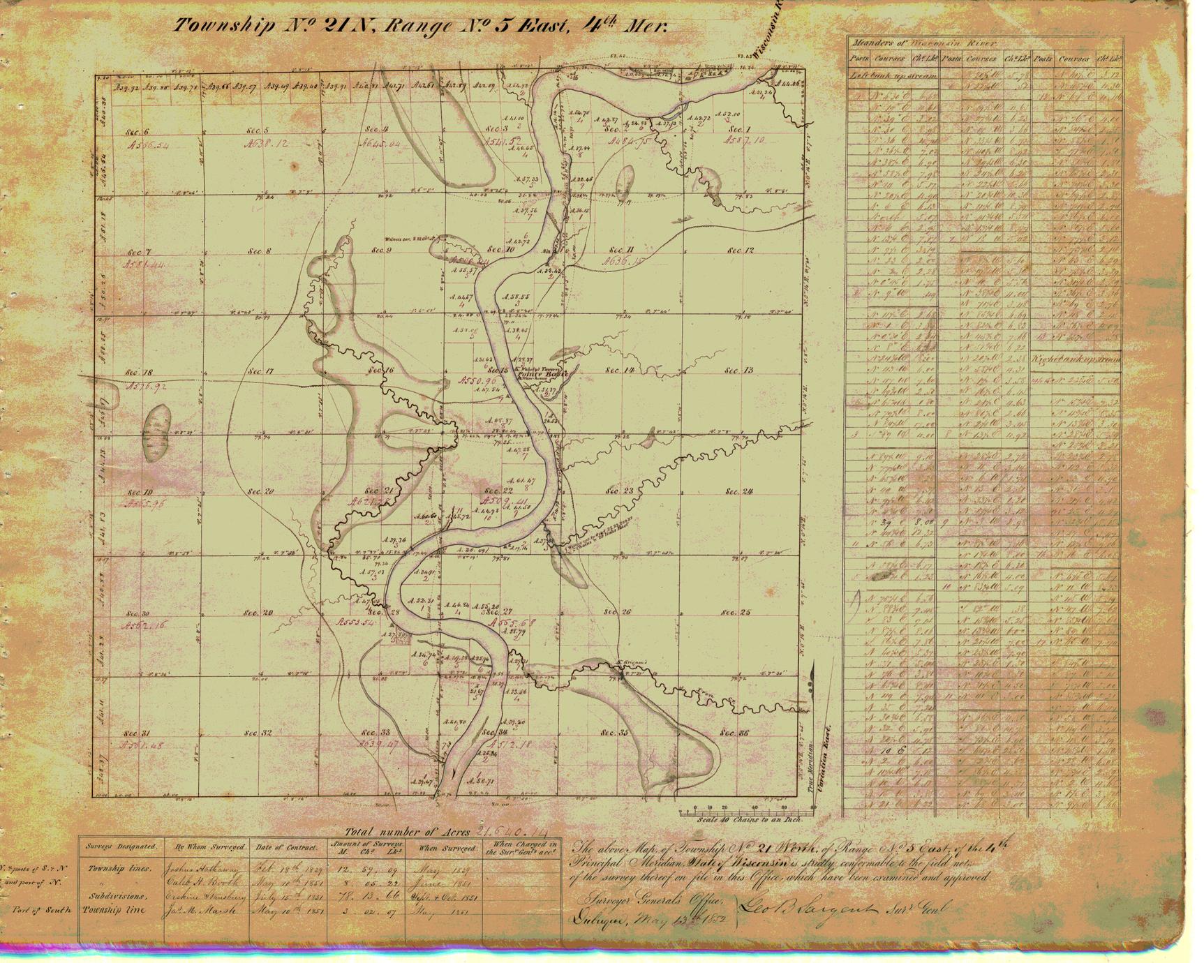 [Public Land Survey System map: Wisconsin Township 21 North, Range 05 East]