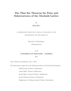 The Thin Set Theorem for Pairs and Substructures of the Muchnik Lattice