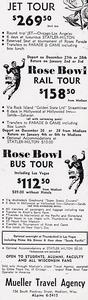 Travel advertisement, 1963 Rose Bowl