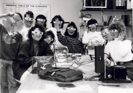 Students in 3-D glasses, UW Fond du Lac