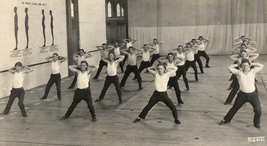 Men Exercising in PE Class