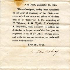Notice on the estate of G. Tillotson & Co.
