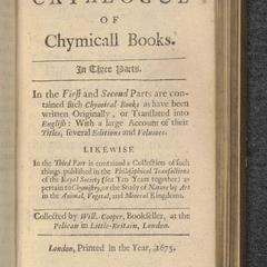 A Catalogue of Chymicall Books  : in three parts