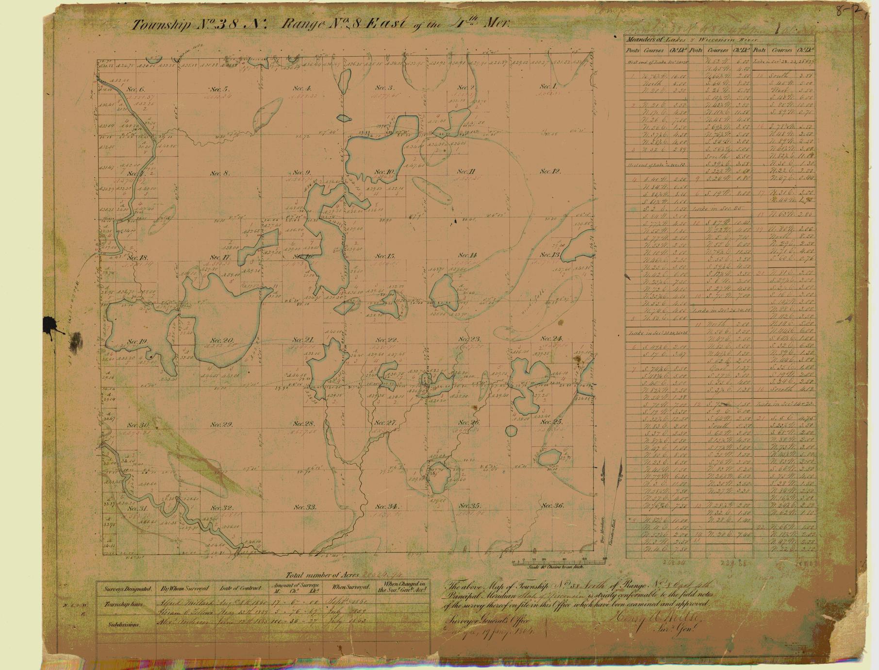 [Public Land Survey System map: Wisconsin Township 38 North, Range 08 East]