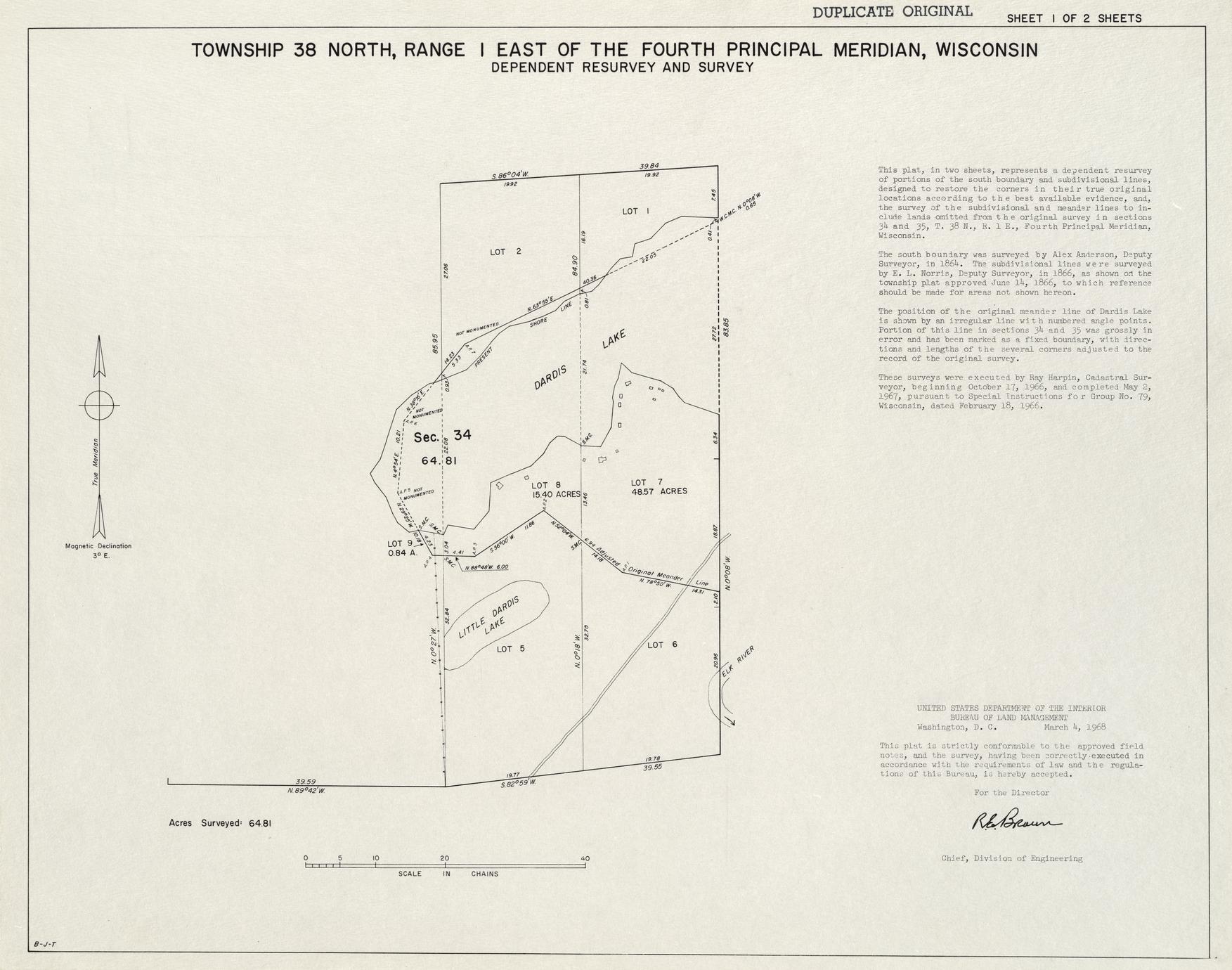 [Public Land Survey System map: Wisconsin Township 38 North, Range 01 East]