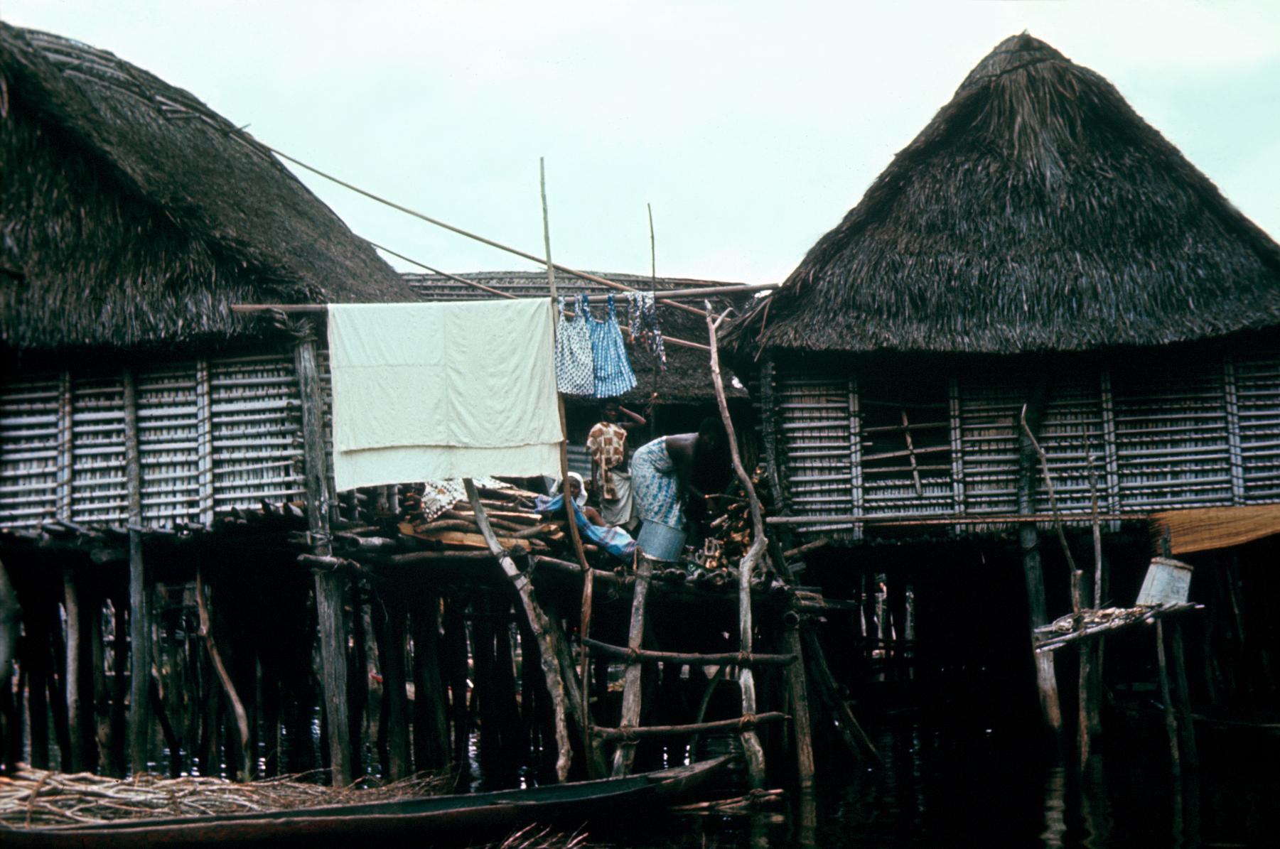 Clothes Washing at a House in the Lake Village of Ganvié