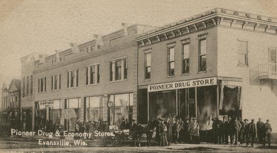 Pioneer Drug Store and Economy Store, Evansville, Wisconsin