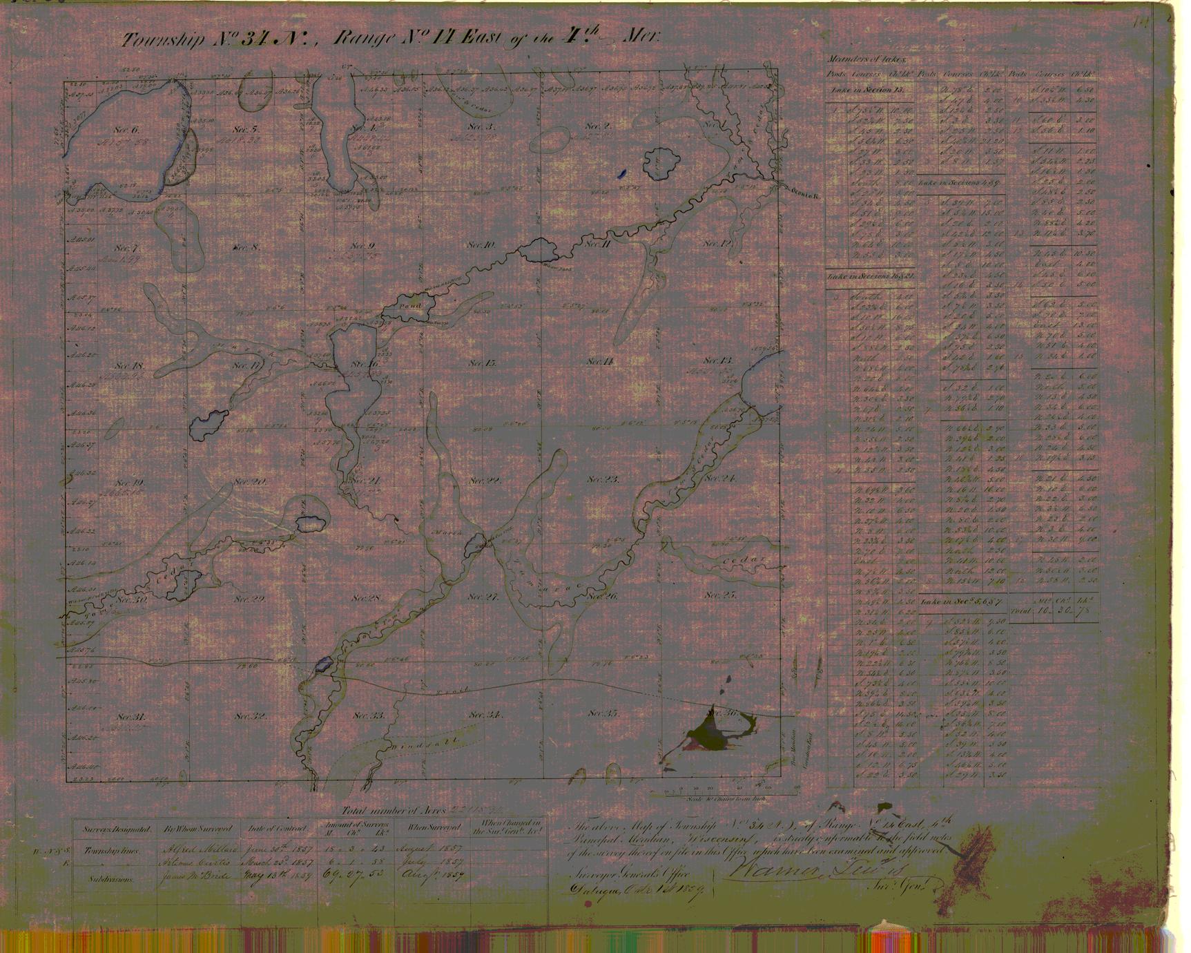 [Public Land Survey System map: Wisconsin Township 34 North, Range 14 East]