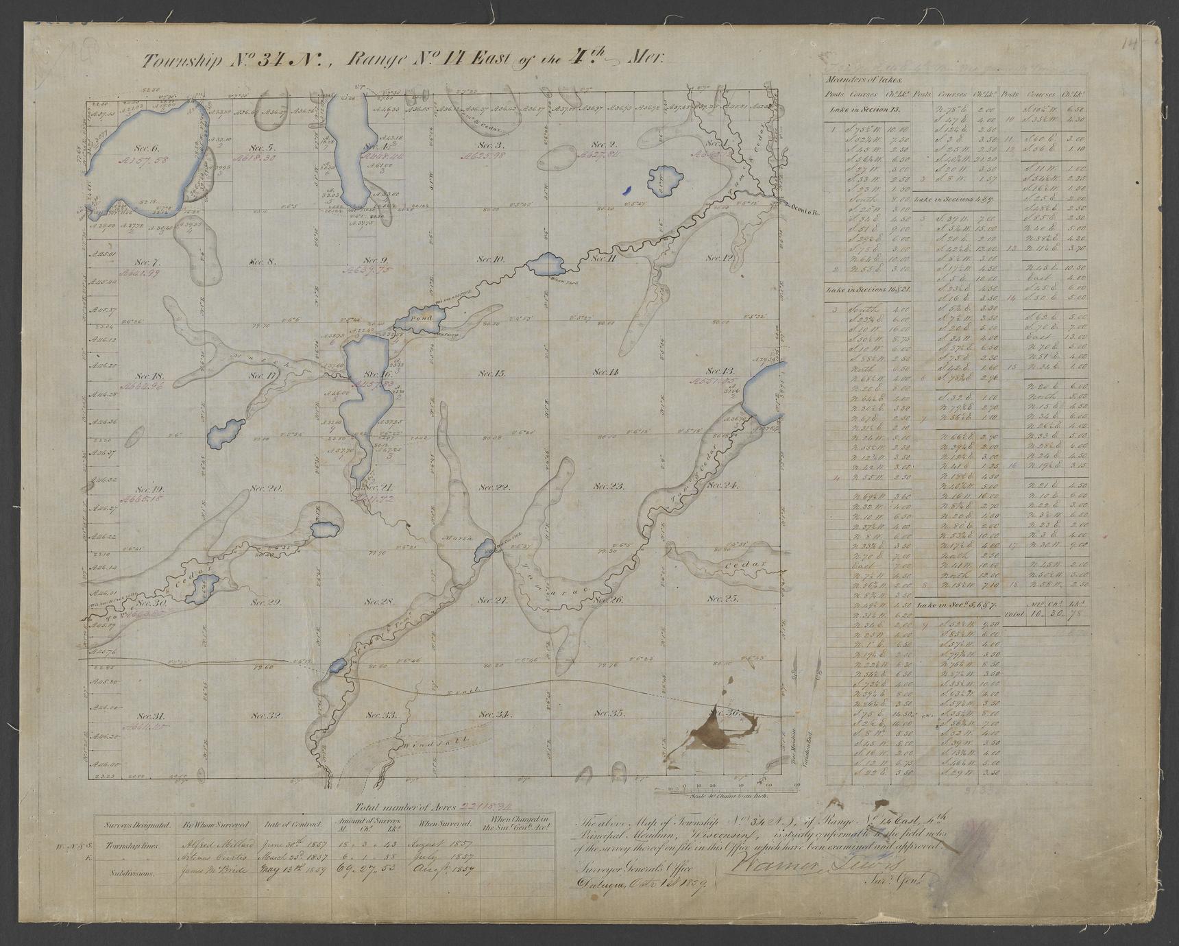 [Public Land Survey System map: Wisconsin Township 34 North, Range 14 East]