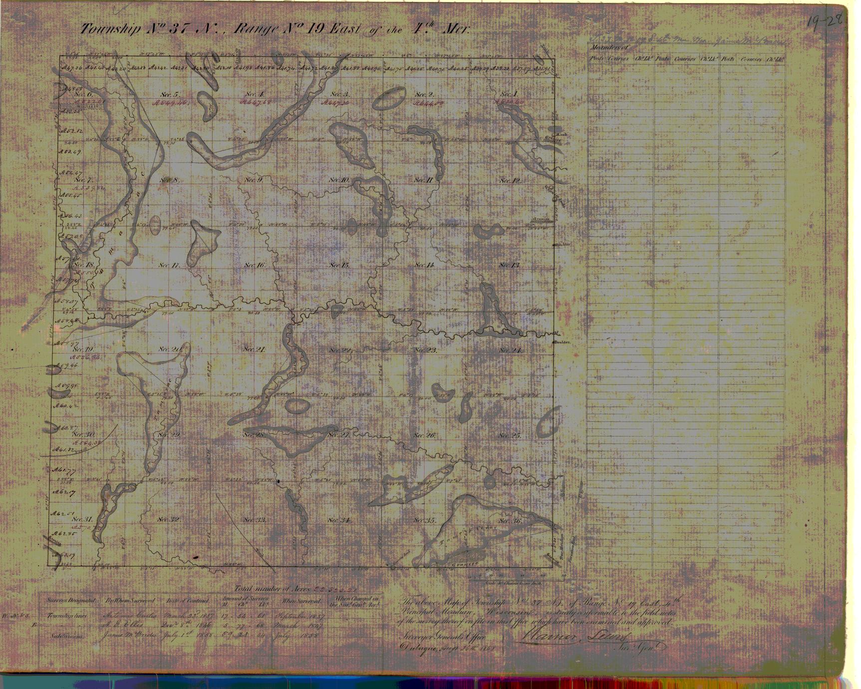 [Public Land Survey System map: Wisconsin Township 37 North, Range 19 East]