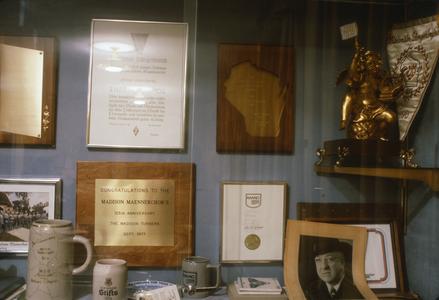 Madison Maennerchor trophies, plaques, and beer steins