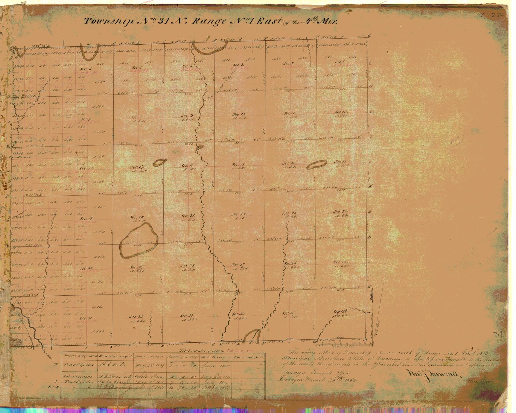[Public Land Survey System map: Wisconsin Township 31 North, Range 01 East]