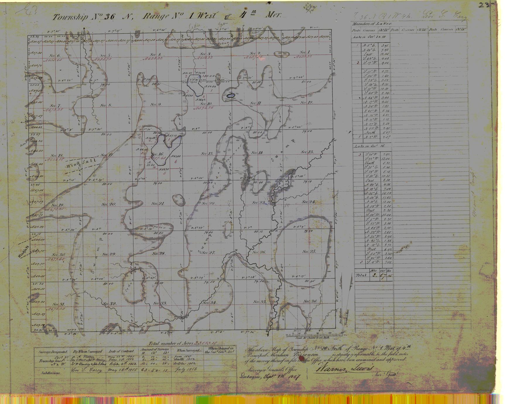 [Public Land Survey System map: Wisconsin Township 36 North, Range 01 West]