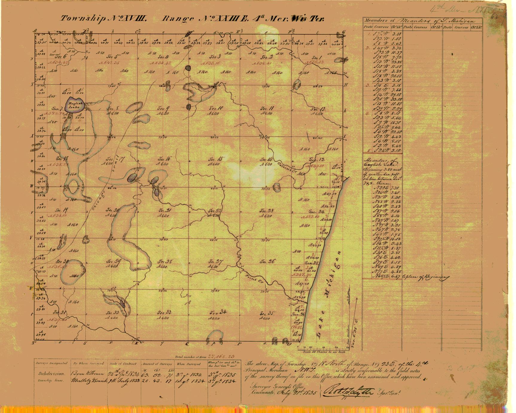 [Public Land Survey System map: Wisconsin Township 18 North, Range 23 East]