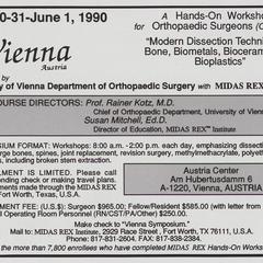 University of Vienna Department of Orthopaedic Surgery advertisement
