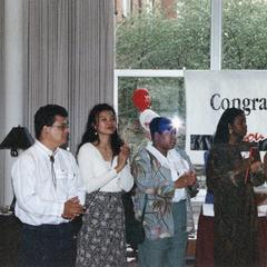 Students at 1995 graduation reception
