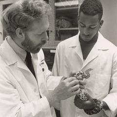 David Brunson and veterinary student