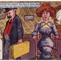'Before he leaves the house' postcard