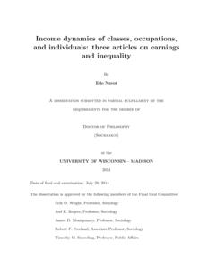 Income dynamics of classes, occupations, and individuals: three articles on earnings and inequality