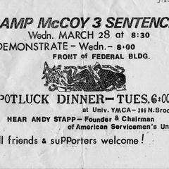 Camp McCoy 3 sentencing demonstration flier