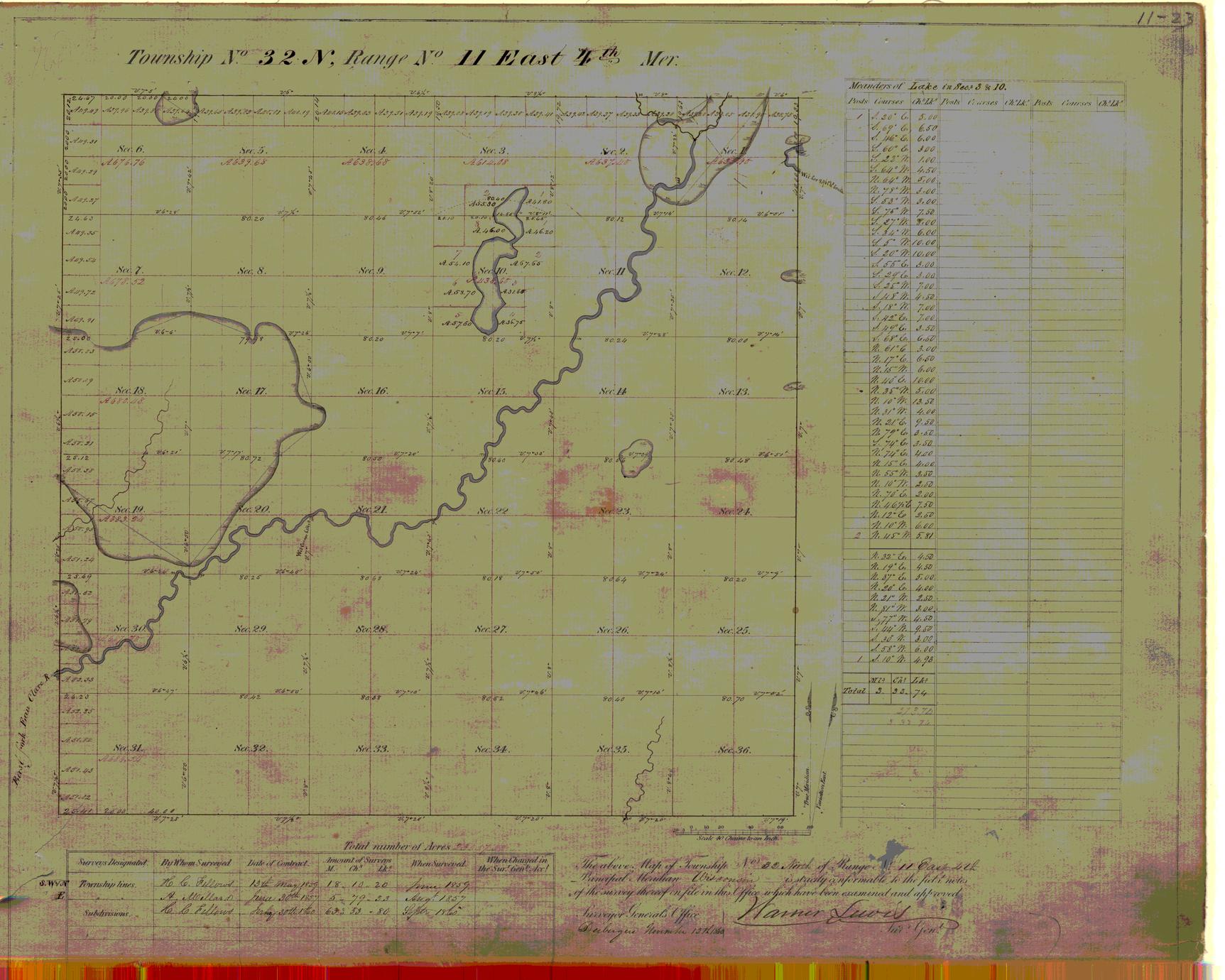 [Public Land Survey System map: Wisconsin Township 32 North, Range 11 East]