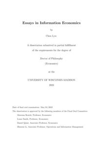 Essays in Information Economics