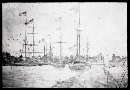 Kenosha harbor in the 1850s
