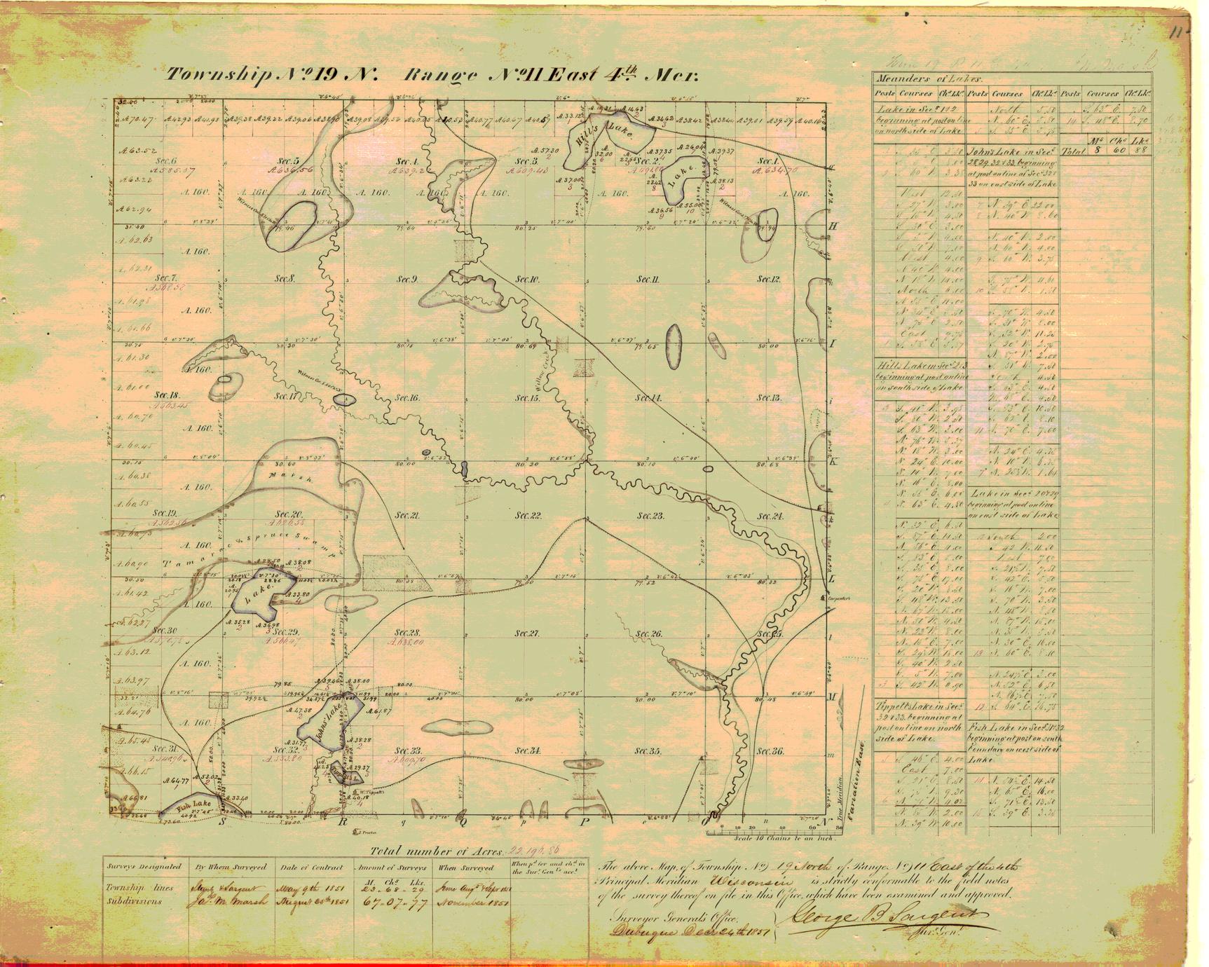 [Public Land Survey System map: Wisconsin Township 19 North, Range 11 East]