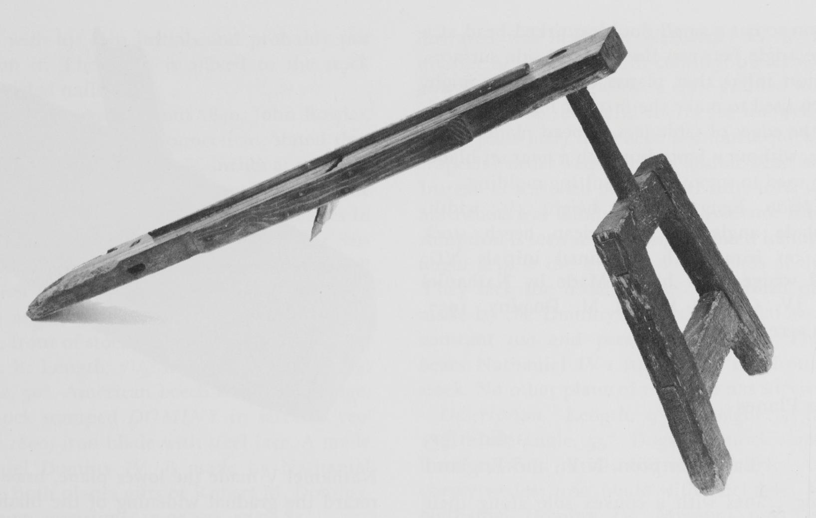 Black and white photograph of a cooper's jointer plane.