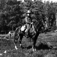 Equestrian in forest, Aldo as Forest Assistant and chief of reconnaissance party, Arizona, 1910