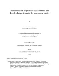 Transformation of phenolic contaminants and dissolved organic matter by manganese oxides