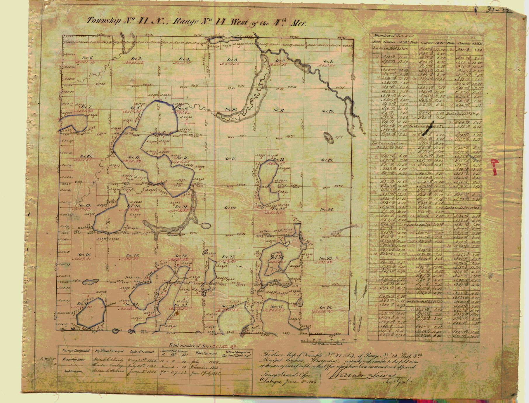 [Public Land Survey System map: Wisconsin Township 41 North, Range 14 West]