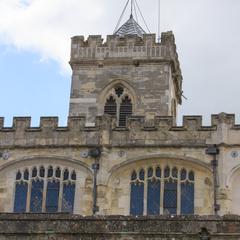 St Thomas Church, Salisbury exterior bell tower and nave clerestory