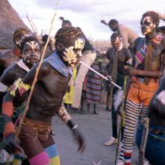 Nuer Men Dancing at a Wedding Party