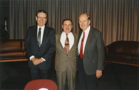 Chancellor Emeritus David L. Outcalt, Chancellor Mark L. Perkins, and Chancellor Emeritus Edward W. Weidner