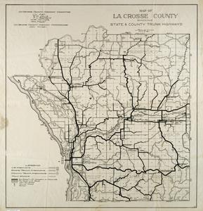 Map of La Crosse County showing state and county trunk highways