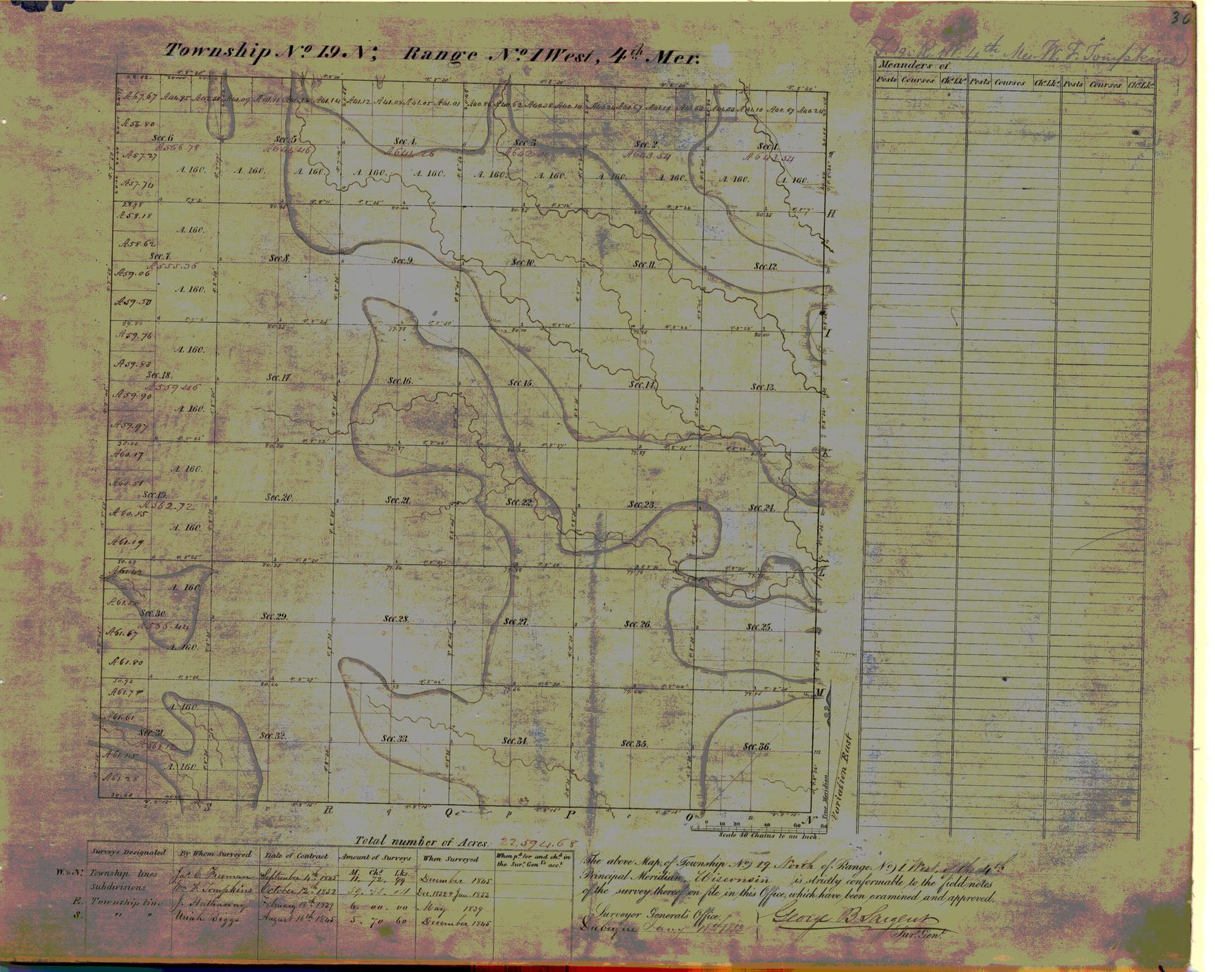[Public Land Survey System map: Wisconsin Township 19 North, Range 01 West]