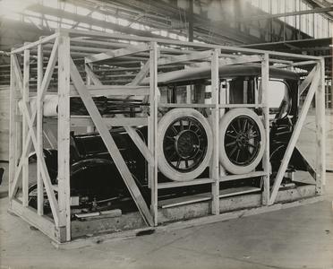 Nash automobile boxed for transport
