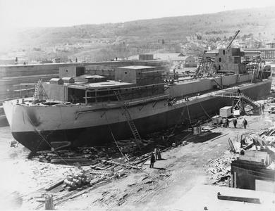 Construction of a ship at Barnes Shipbuilding Company