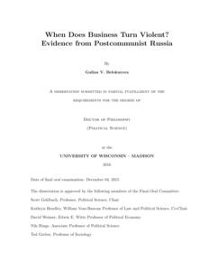 When Does Business Turn Violent? Evidence from Postcommunist Russia