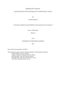 Regulating the Corporation: Legal and Economic Policy Development in Twentieth-Century America