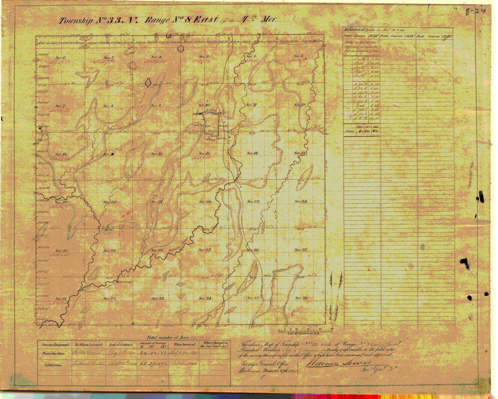 [Public Land Survey System map: Wisconsin Township 33 North, Range 08 East]